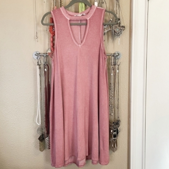 American Eagle AEO Pink Keyhole Tank Dress Dusty Rose Women's XXS Soft Flowy EUC - Picture 3 of 10